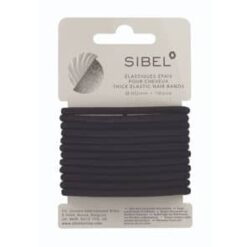 SIBEL Elastische Haarbandjes Zwart Dik 12st